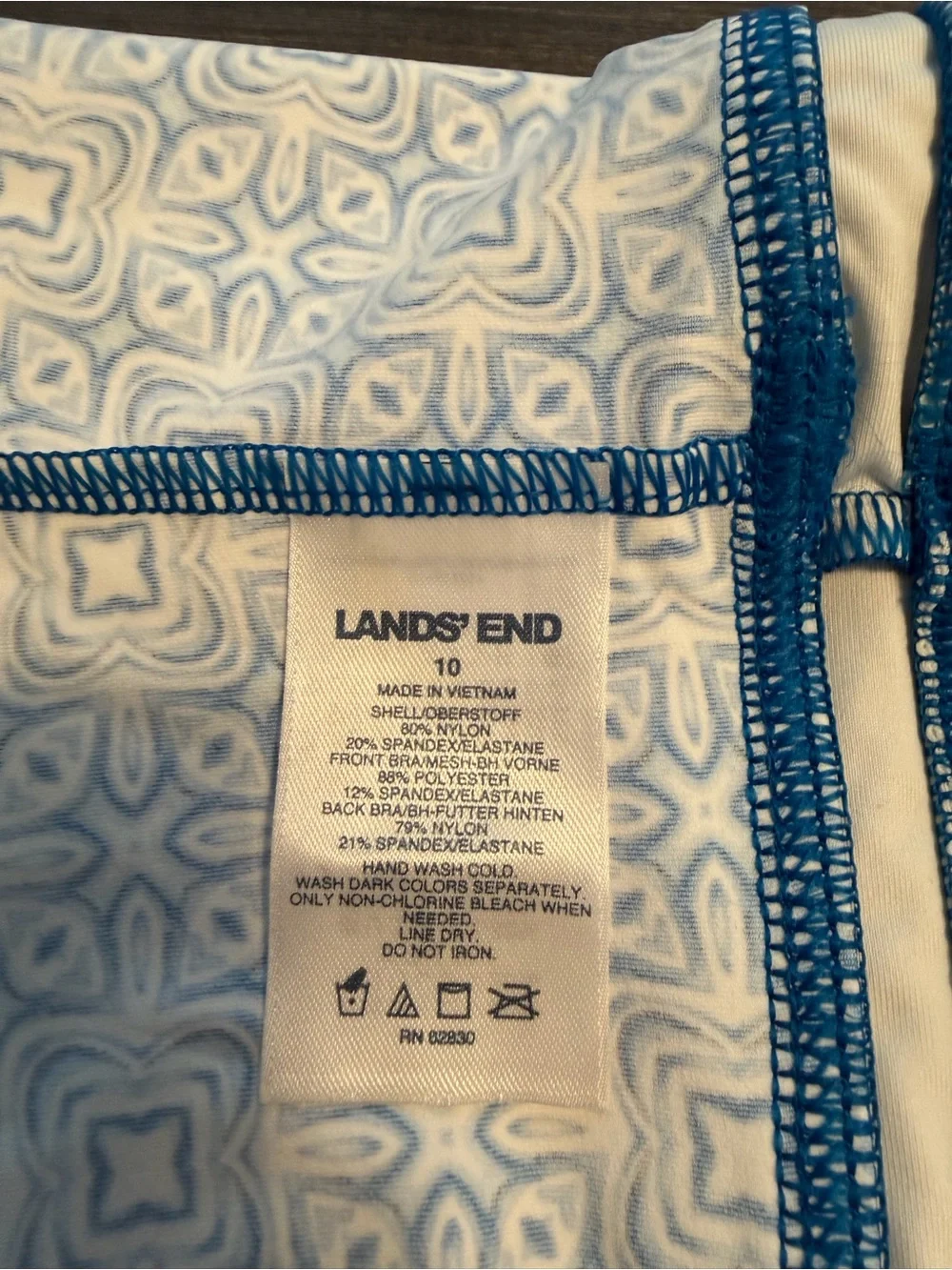 Lands' End Blue and White Patterned Swimwear Top - never worn - Picture 2 of 2